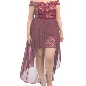 NWT Lace Hi-lo Lace Dress With Chiffon Overlay 18W